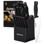 Astercook Knife Set with Built-in Sharpener Block